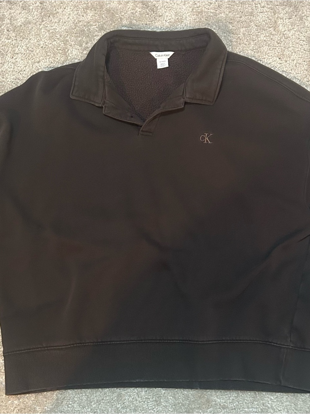 Calvin Klein Men’s Dark Brown Long-Sleeve Polo Sweatshirt